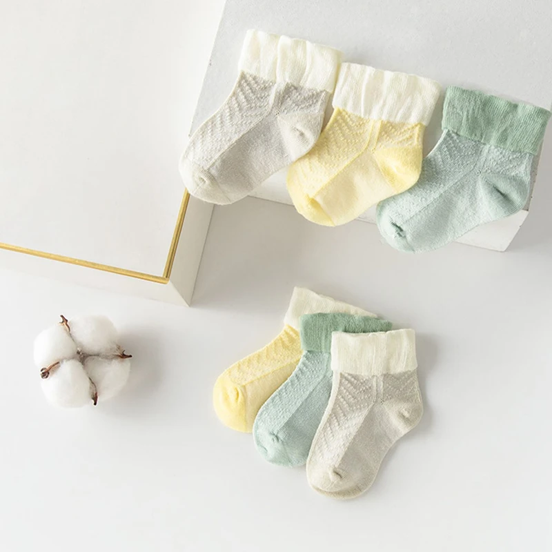 Gebornla/歌贝拉 4472宝宝夏季网眼中筒袜3双装男女童袜子超薄