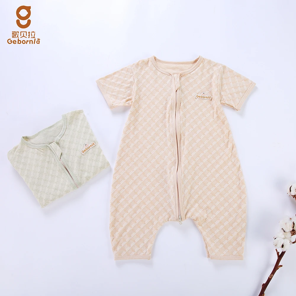 2089婴儿分腿睡袋宝宝短袖睡衣新生儿透气恒温连体空调服夏季