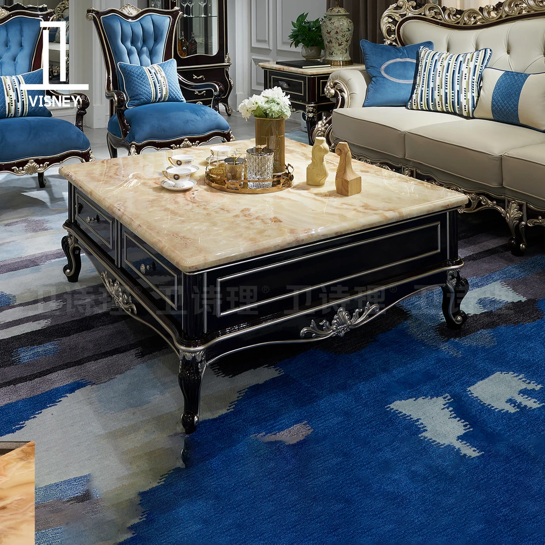 卫诗理经典意式欧式茶几别墅客厅法式新古典全实木长茶几EI2