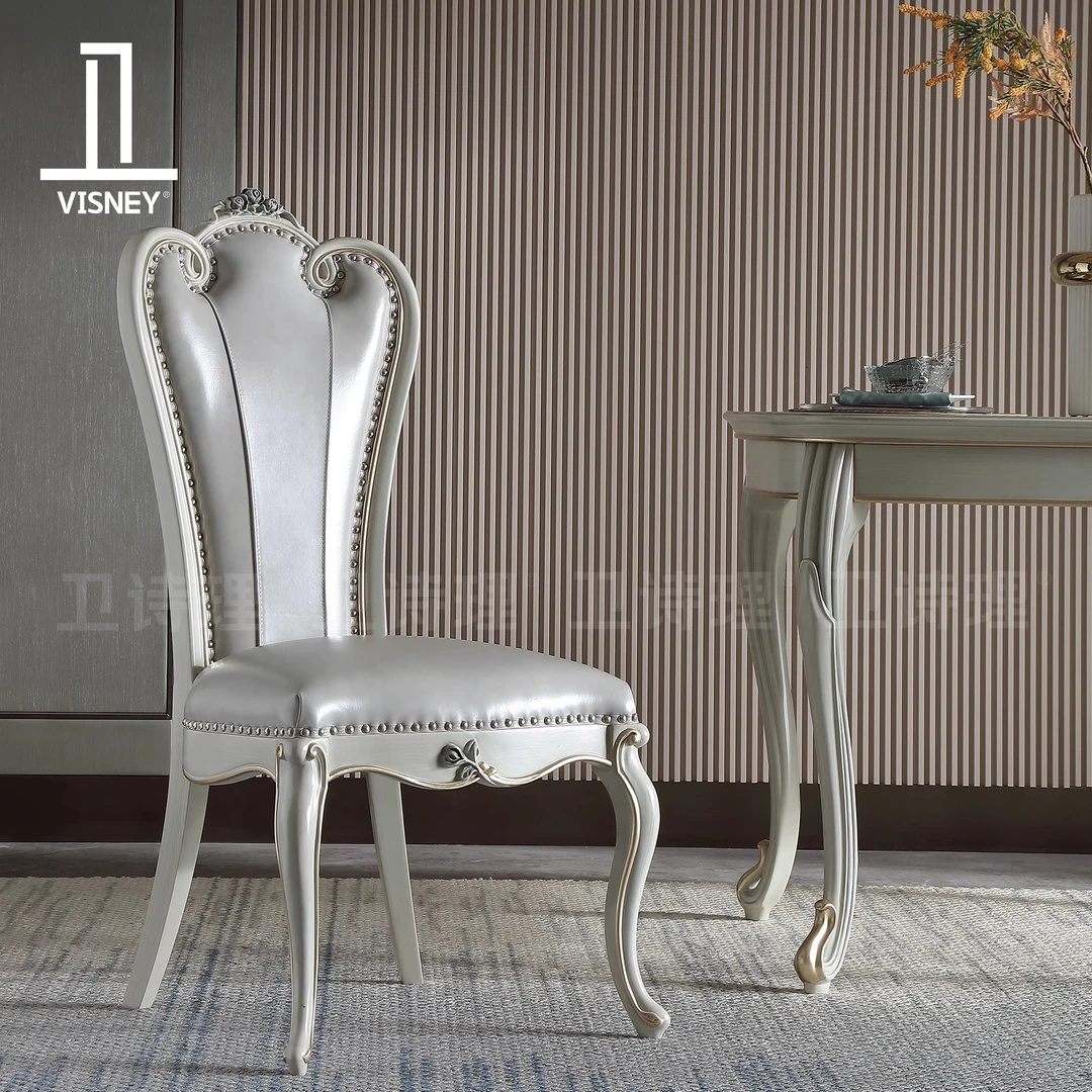 卫诗理轻奢法式全实木餐椅现代豪华欧式真皮餐椅EF3