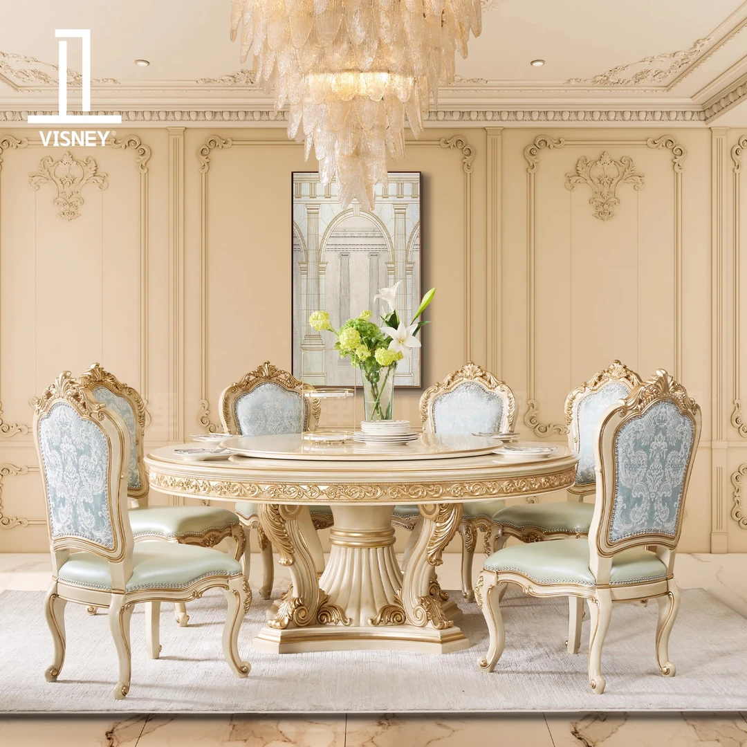 卫诗理宫廷复古小法式实木餐桌欧式餐厅椭圆形餐台EF2