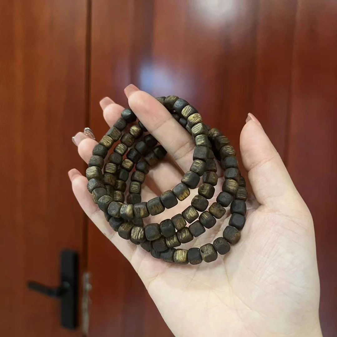 木鉴阁沉香莺歌绿棋随型方型手串一串（多样性发其一）