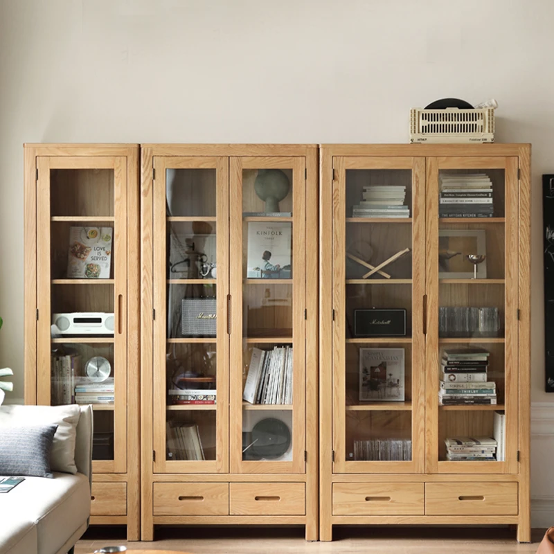 经典家用储物书柜简约带门实木书柜落地书柜转角钢制储物柜书橱