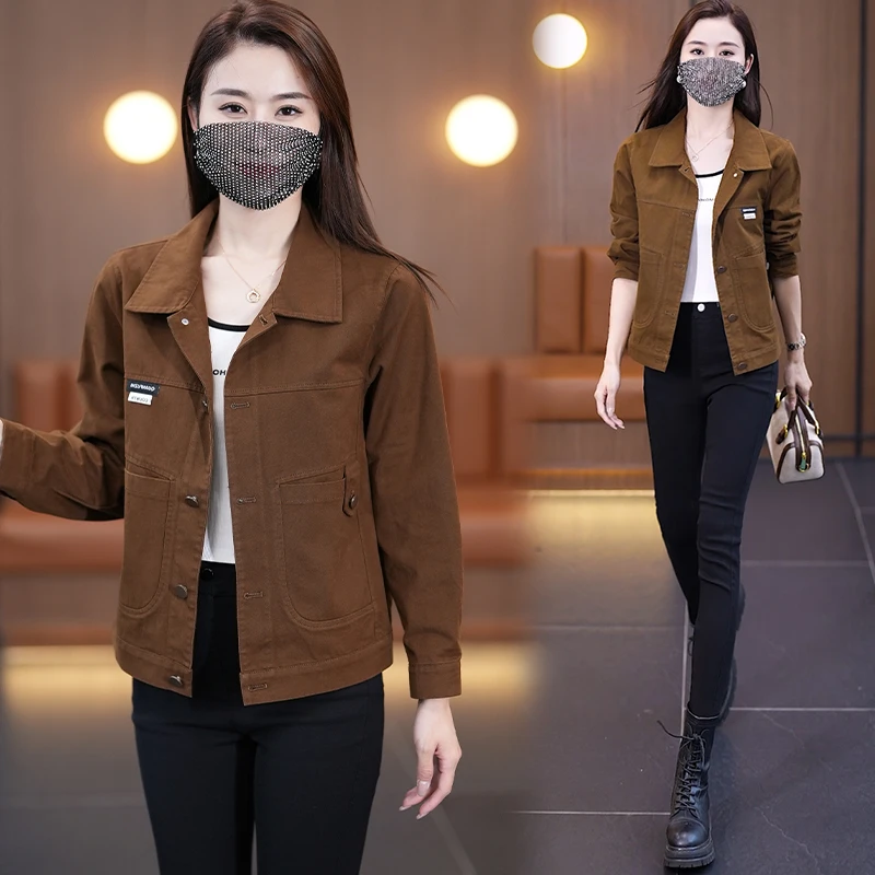 短款休闲春秋夹克外套女2025春季新款妈妈长袖大码宽松减龄上衣