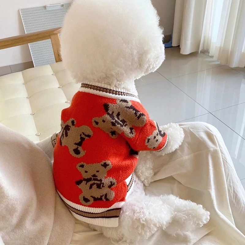 狗狗衣服满印熊小秋冬季毛衣比熊泰迪雪纳瑞猫咪小型幼犬宠物服饰