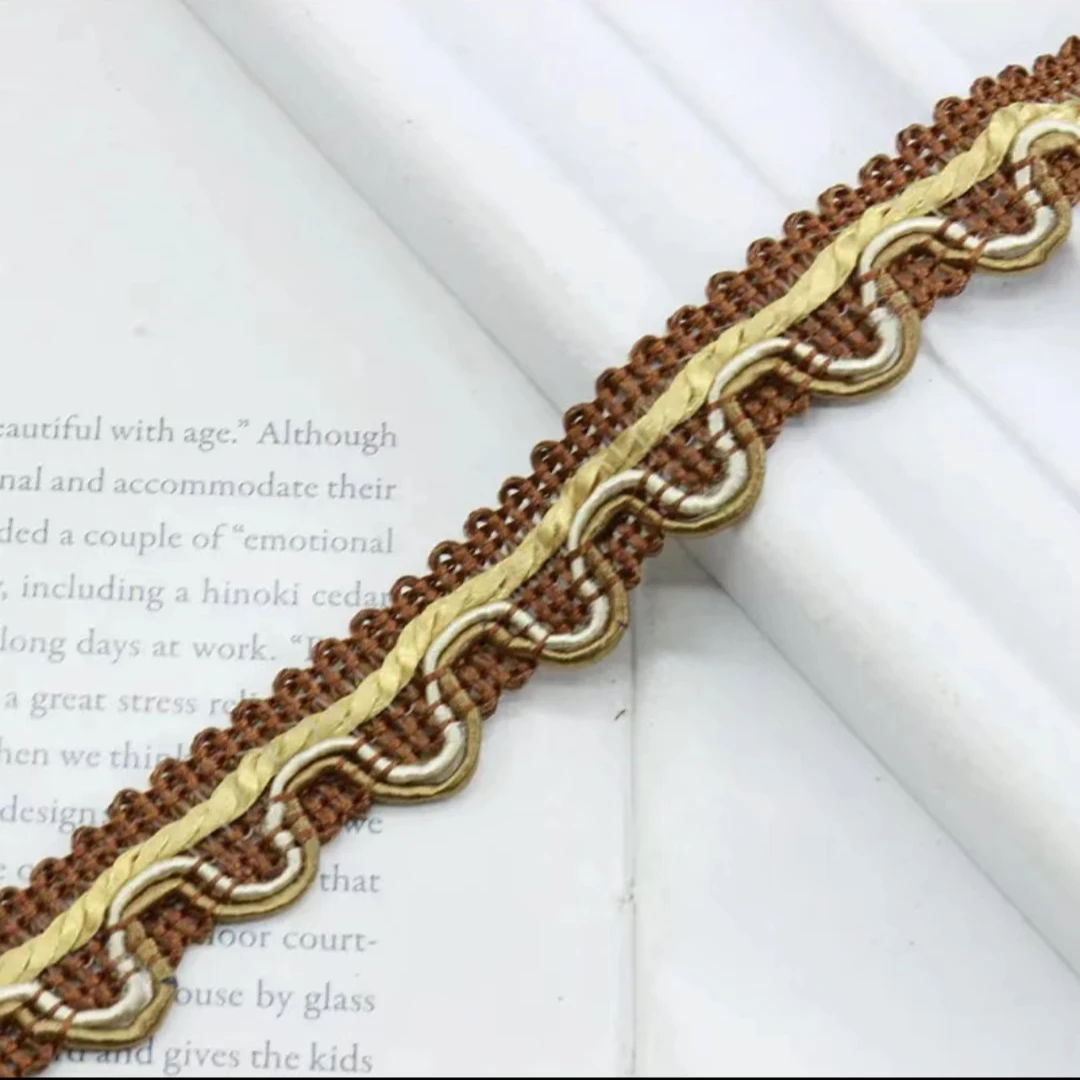 【清福利】窗帘花边咖色1.5㎝宽编织花边抱枕边手工diy麻绳编织