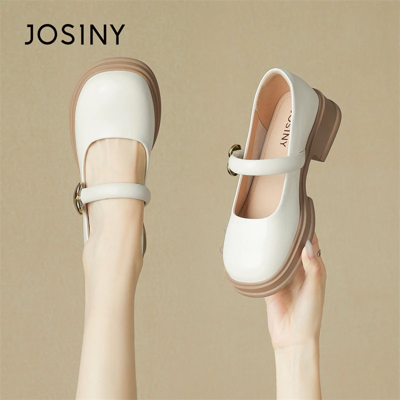 卓诗尼厚底玛丽珍鞋女2024新款夏季法式气质软底单鞋英伦风小皮鞋