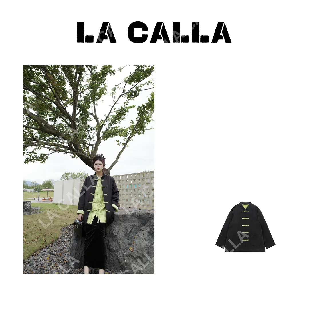 沈球球【闲山】醋酸黑绿色百搭设计时尚宽松个性外套