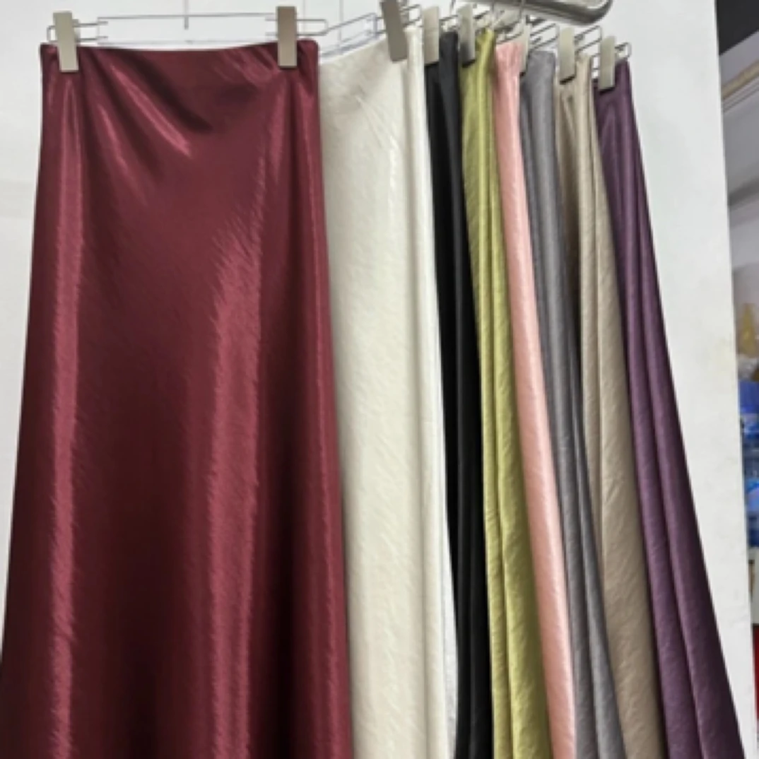 【鎏金醋酸裙】南油高货斜裁A字版半裙.法式时尚气质百搭款高腰