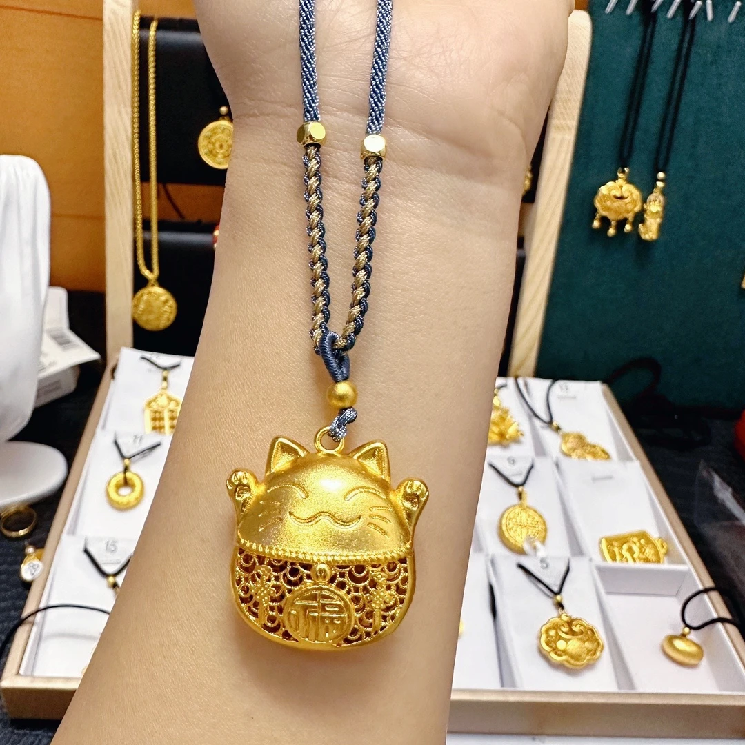 铜合金吊坠 招财喵吊坠 可爱时尚百搭款项链毛衣链