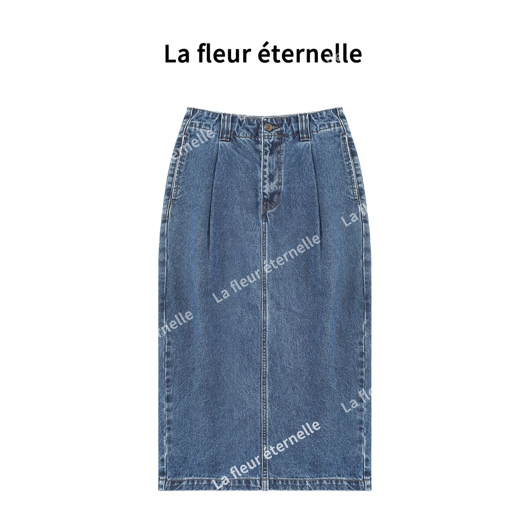 La fleur éternelle|牛仔半身裙 蓝色时尚显瘦