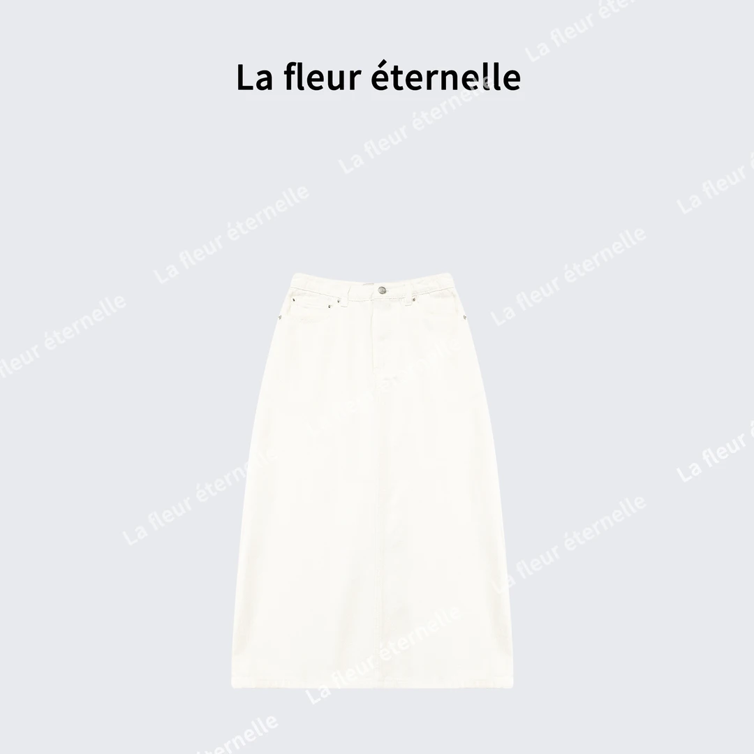 La fleur éternelle｜白色牛仔半裙 气质高腰时尚显瘦半身裙