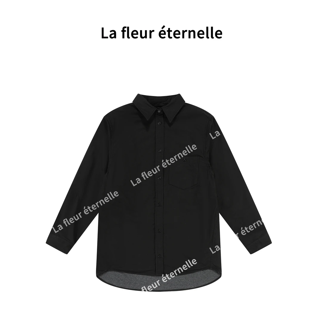 La fleur éternelle丨赵赵同款加棉衬衣 休闲经典黑色宽松男友风