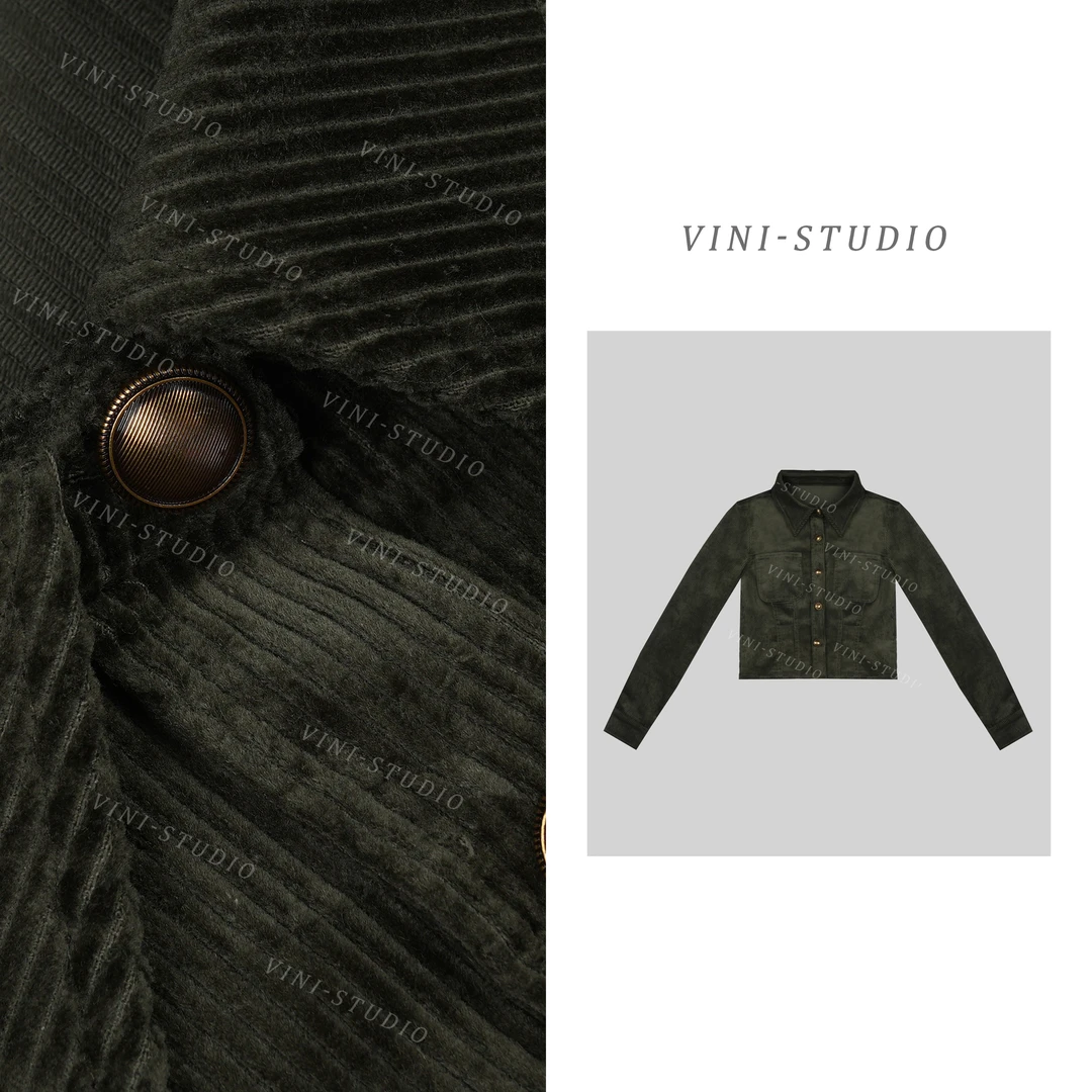 HUANG  VINI【黄微倪】 FL新款设计感灯芯绒衬衫外套上衣女WT91701