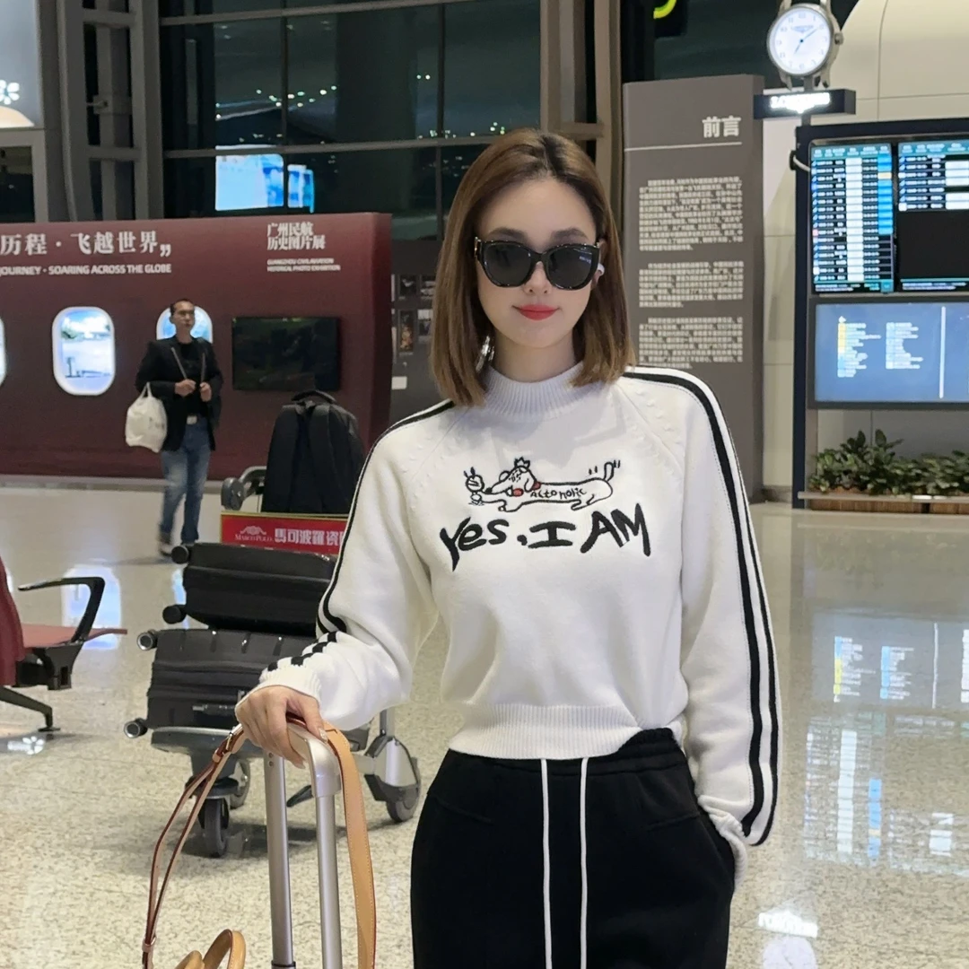 HUANG  VINI【黄微倪】 FL新款设计感时尚长袖毛衣MY112004