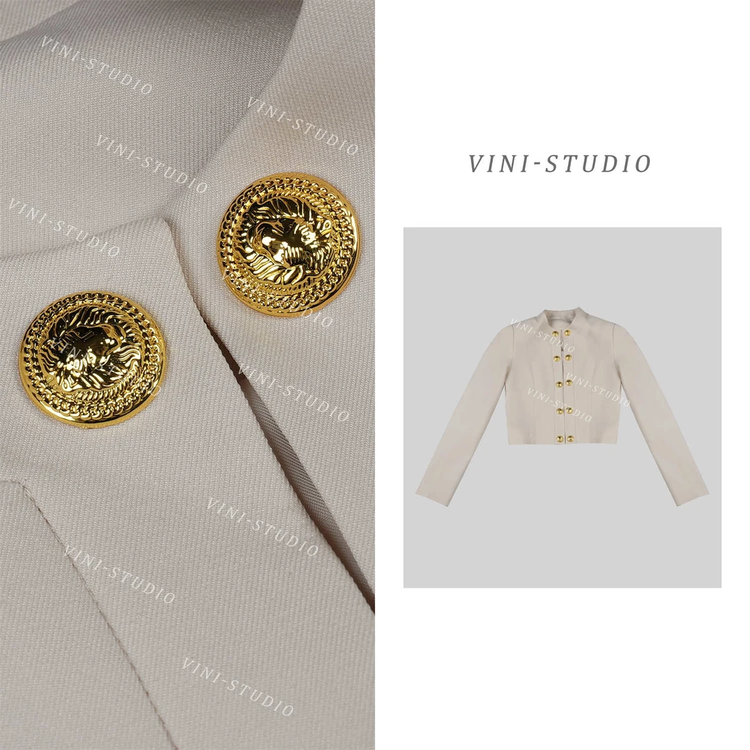 Vini 烂漫爵士 2024春季高级爵士外套感圆扣休闲上衣外套减龄FL