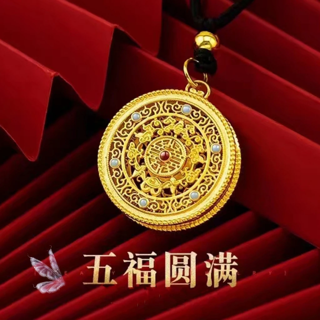 铜合金吊坠 五福圆盘吊坠男女款项链传承精美时尚双面新款爆款