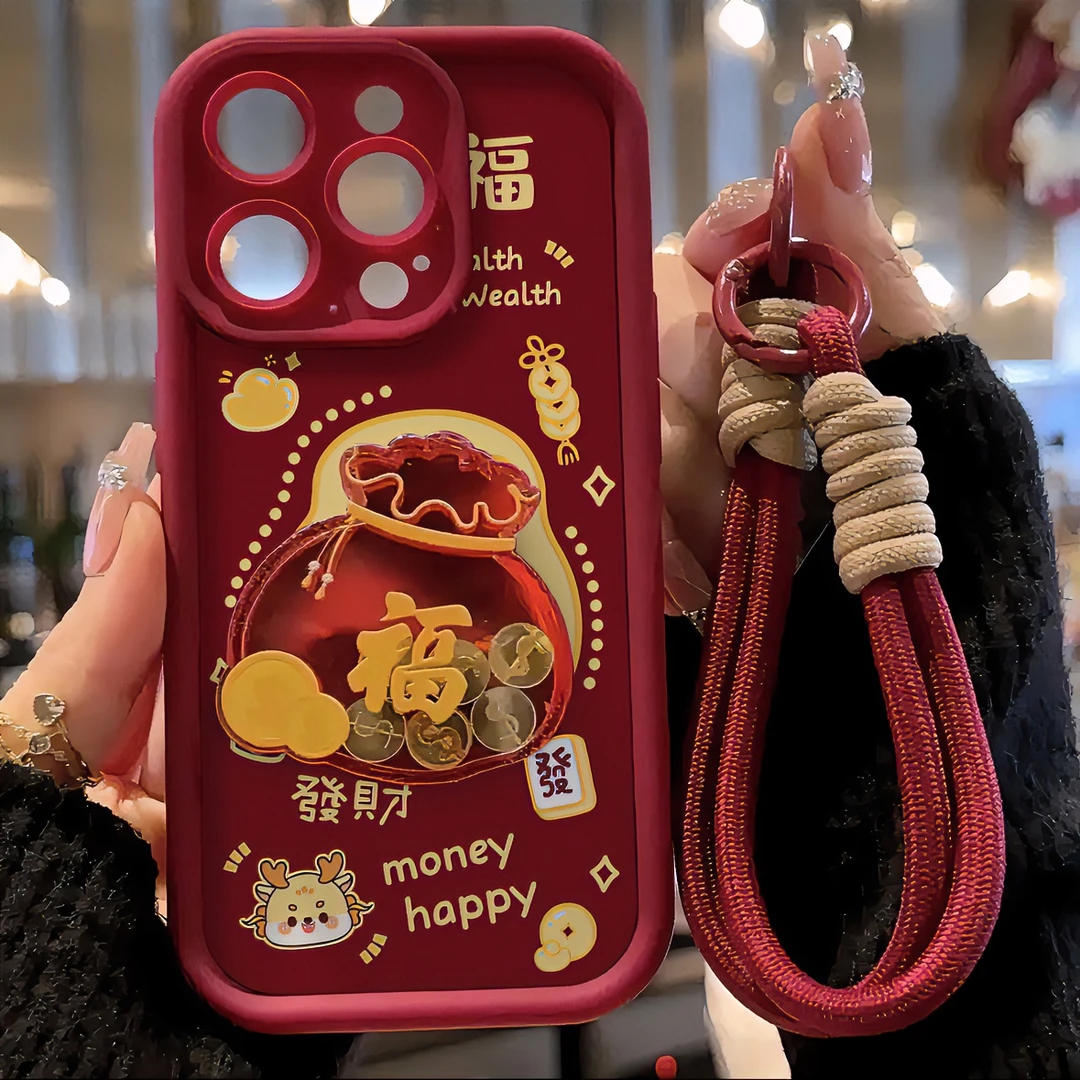 龙年发财金币福袋适用iphone15/13苹果14手机壳华为vivo小米oppo