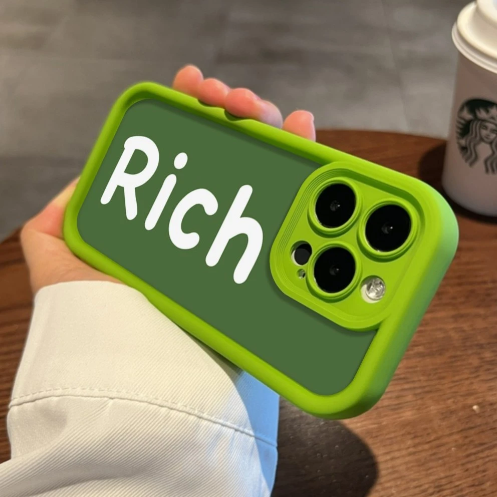 ins简约rich英文iPhone14promax手机壳苹果13/12/11全包xr软套xs