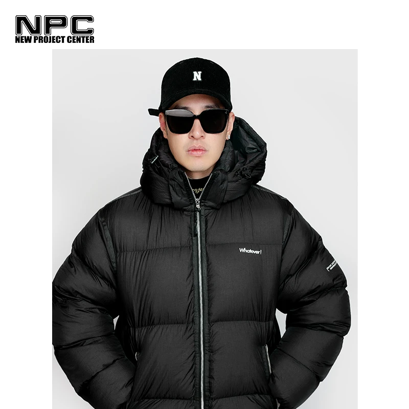 NPC潮牌潘玮柏同款logo绣花连帽面包羽绒服NP29DJ15