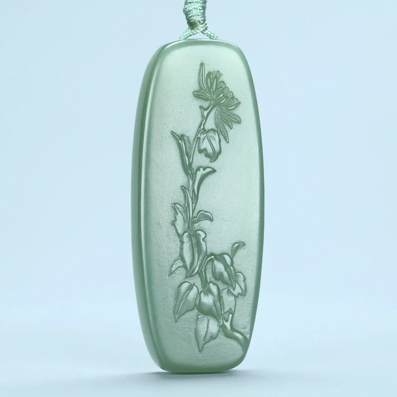 天然玉石 和田玉 碧玉 四君子 套牌 挂件 梅兰竹菊 玉坠 男女款