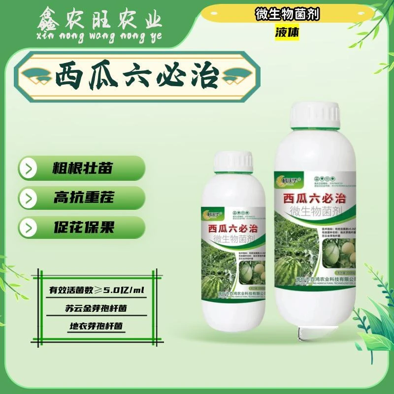 西瓜六必治西瓜哈密瓜防黄叶死苗枯萎蔓枯青枯微生物菌剂叶面肥