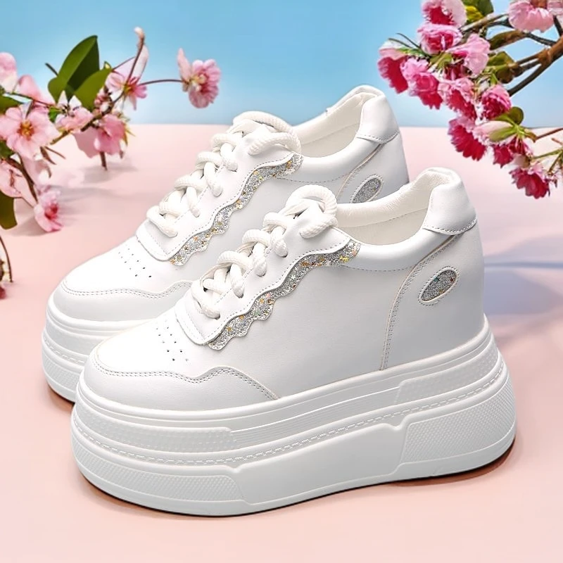 超高12公分内增高小白鞋女小个子秋冬季休闲板鞋松糕厚底百搭单鞋