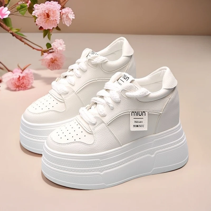 12公分内增高小白鞋女鞋百搭单鞋春秋新款时尚休闲松糕鞋厚底白鞋