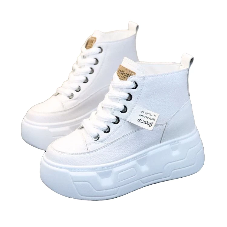 显瘦显腿长增高10cm小白鞋女小个子厚底高帮鞋时尚百搭休闲运动鞋