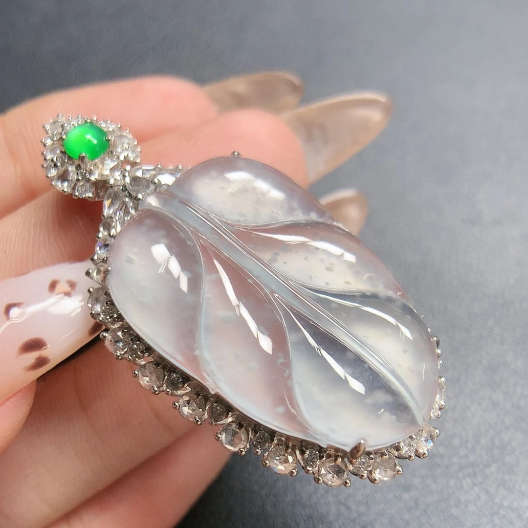 翡翠颈饰18K金镶嵌8888888888888