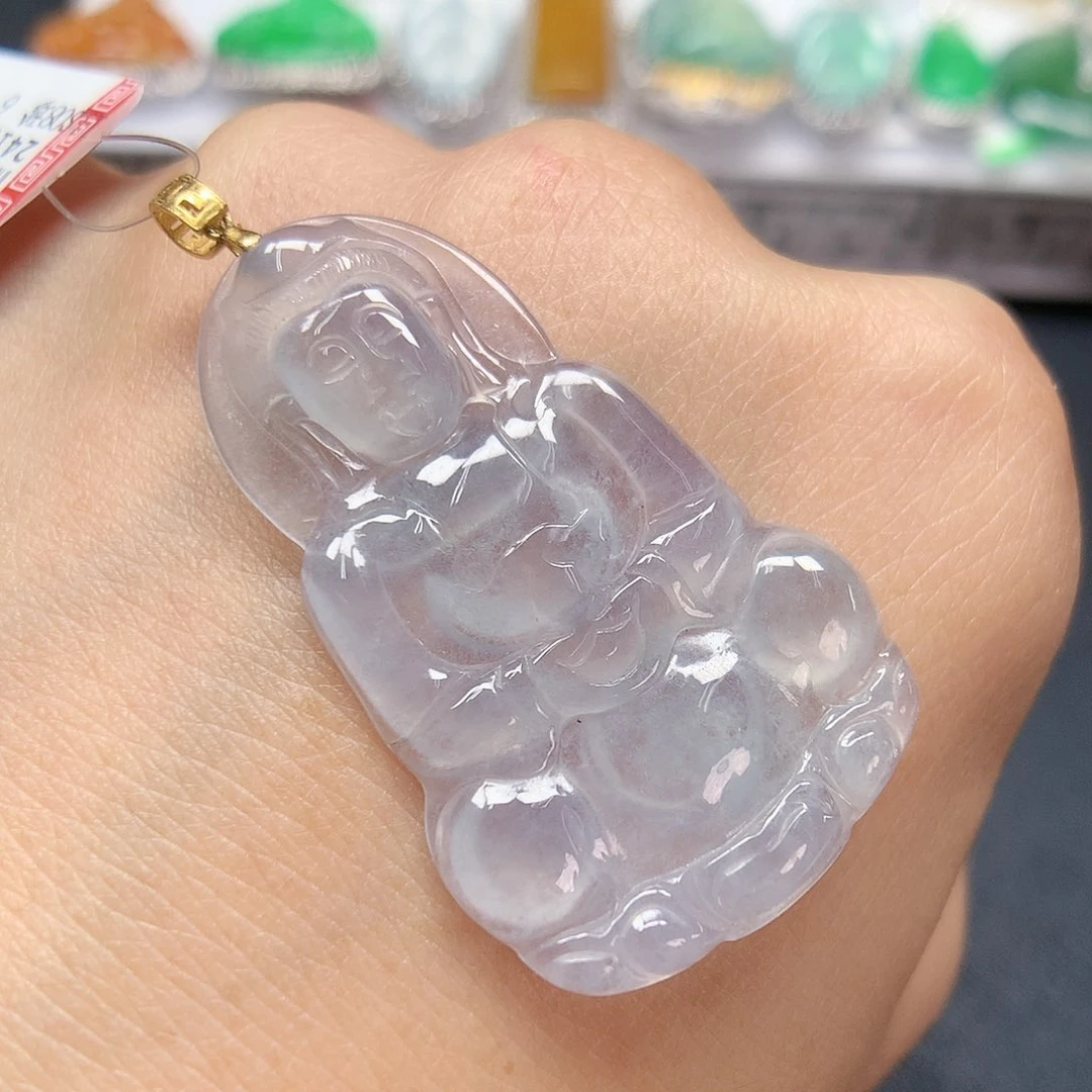 翡翠颈饰18K金镶嵌观音