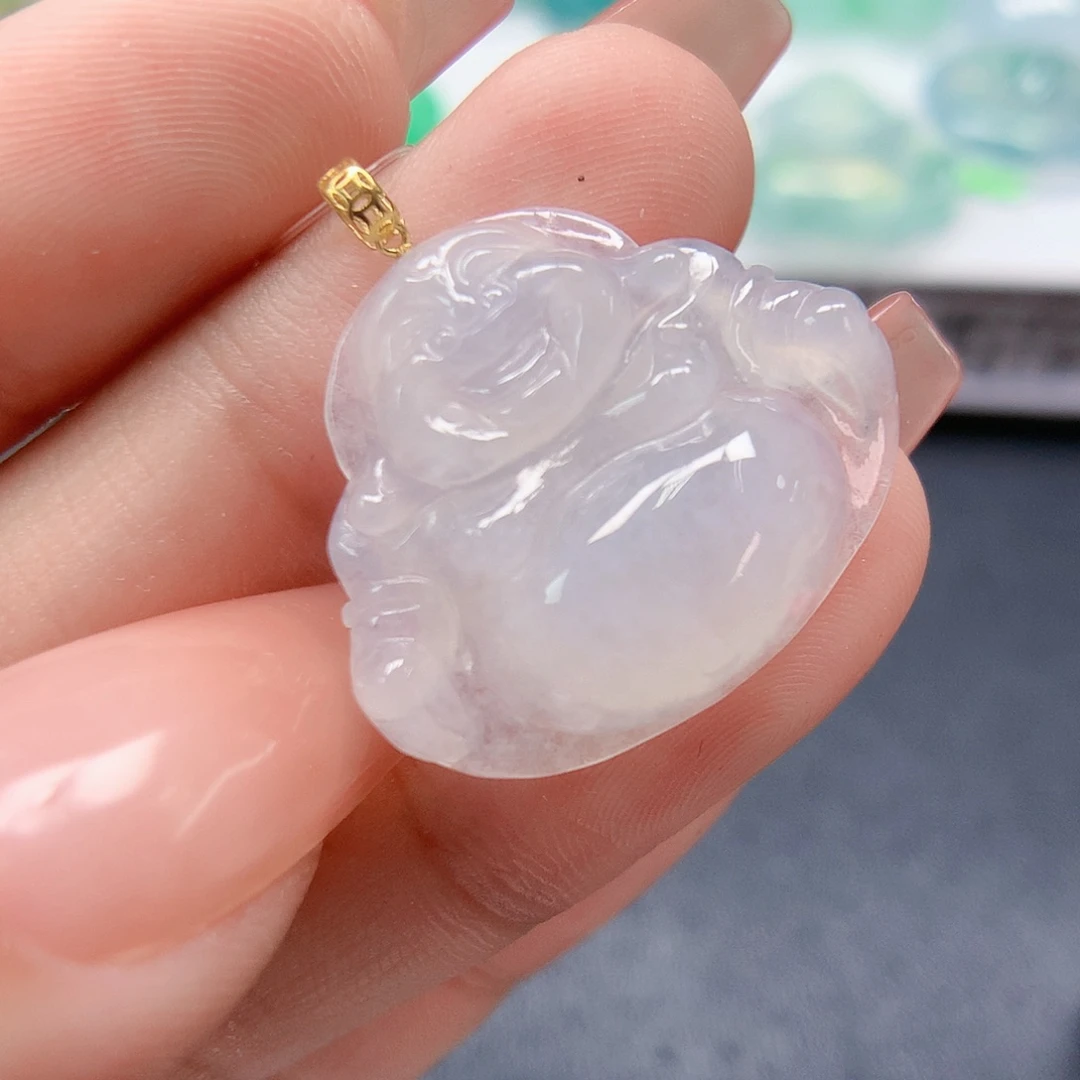 翡翠颈饰18K金镶嵌佛公