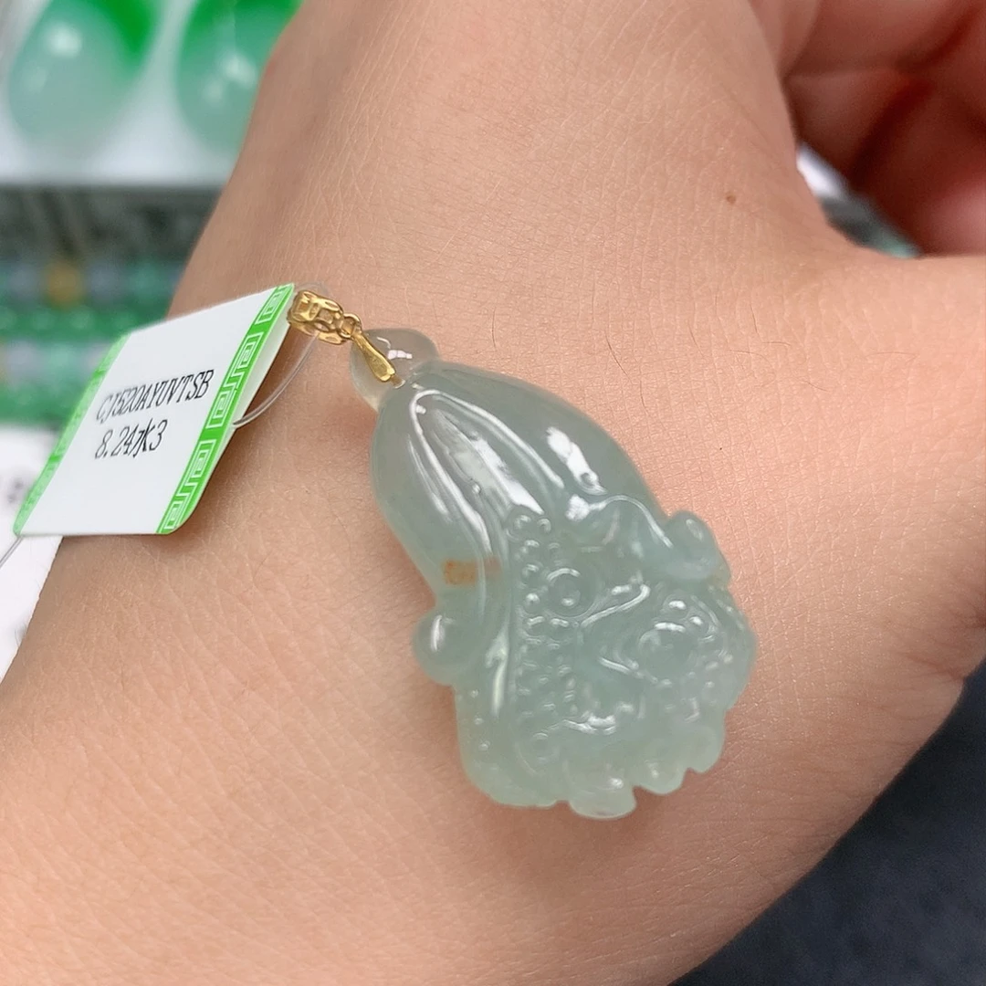 翡翠颈饰18K金镶嵌百财