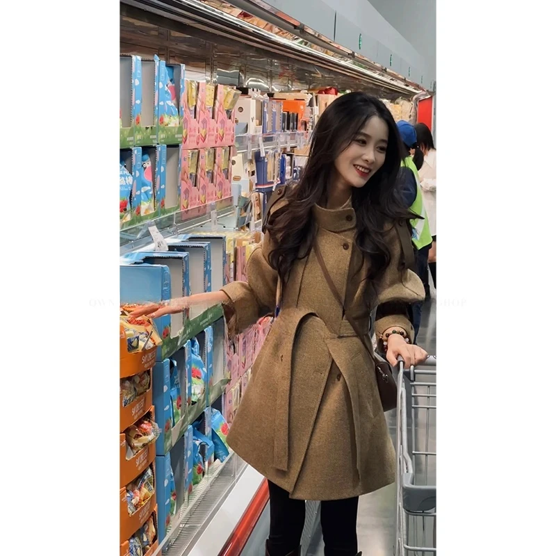 2024新款双排扣韩版短款大衣