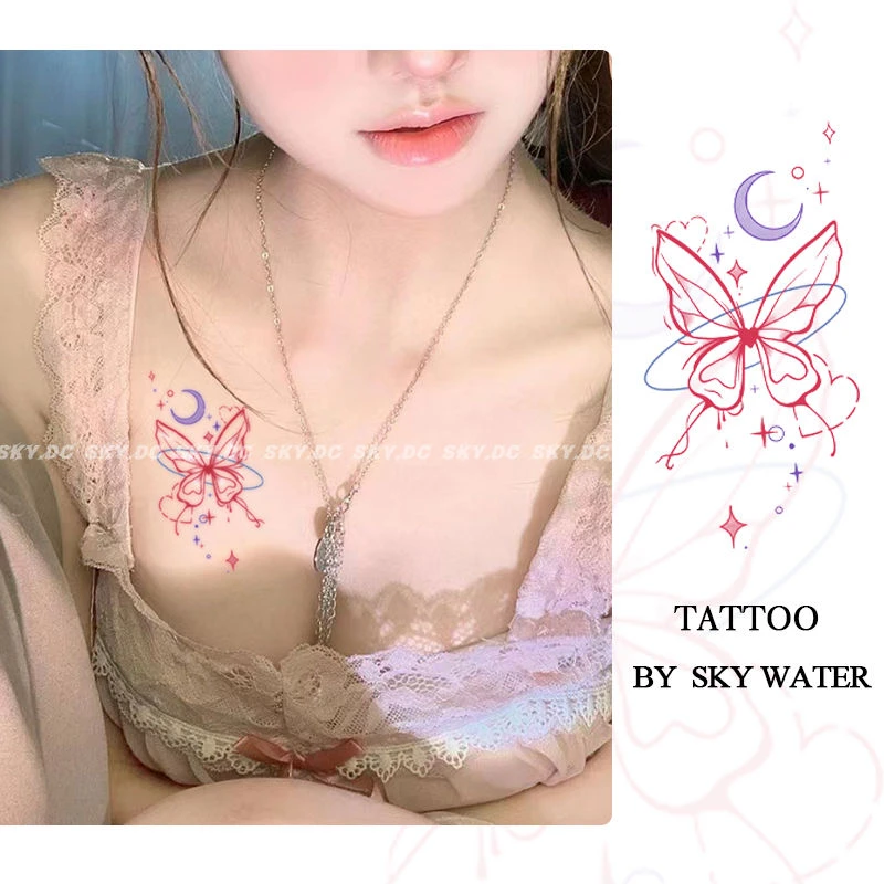 甜酷辣妹同款彩色纹身贴  ins夏日缤纷蝶 防水防汗持久可爱高颜值