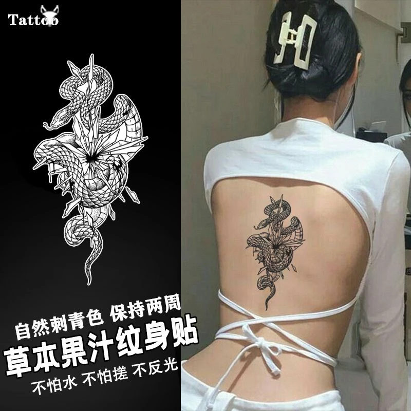花酿暮酒 草本纹身贴半永久爆款暗黑系潮酷霸气手背花臂遮疤男女