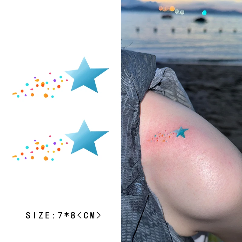 氛围感浪漫星星彩色纹身贴ins风格 高颜值可水洗持久清新男女同款