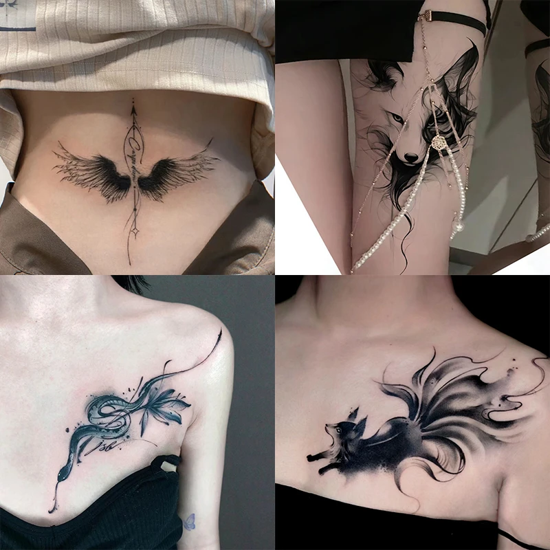 后腰锁骨大腿性感多部位百搭草本半永久纹身贴防水女持久遮盖疤痕