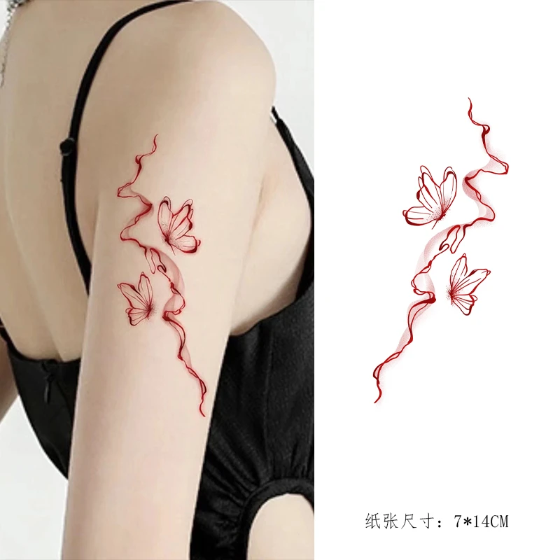 【一份4张】萤火蝴蝶 彩色纹身贴防水持久逼真 手臂胸前大腿图案