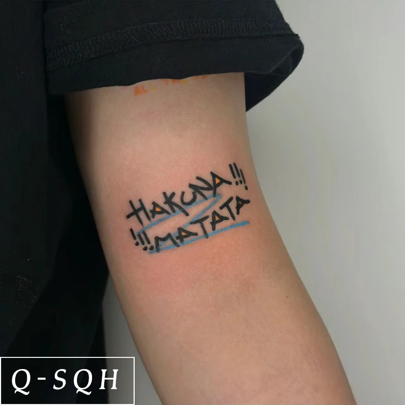 Q-SQH 无忧无虑 彩色贴防水非洲谚语纹身持久逼真潮酷男女一次性