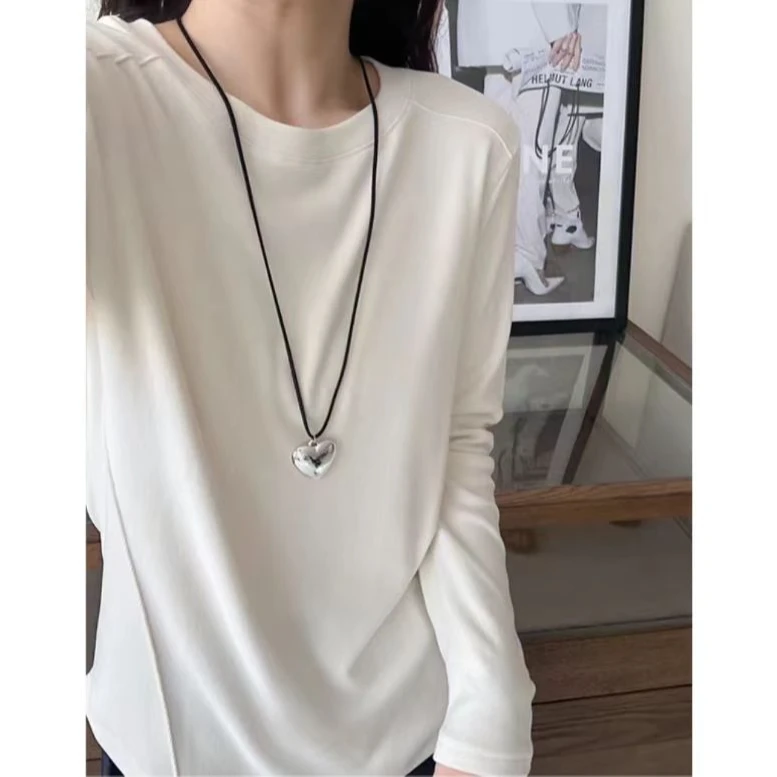 鱼骨德绒打底衫修身百搭内搭外穿上衣外出女上衣德绒长袖t恤加绒