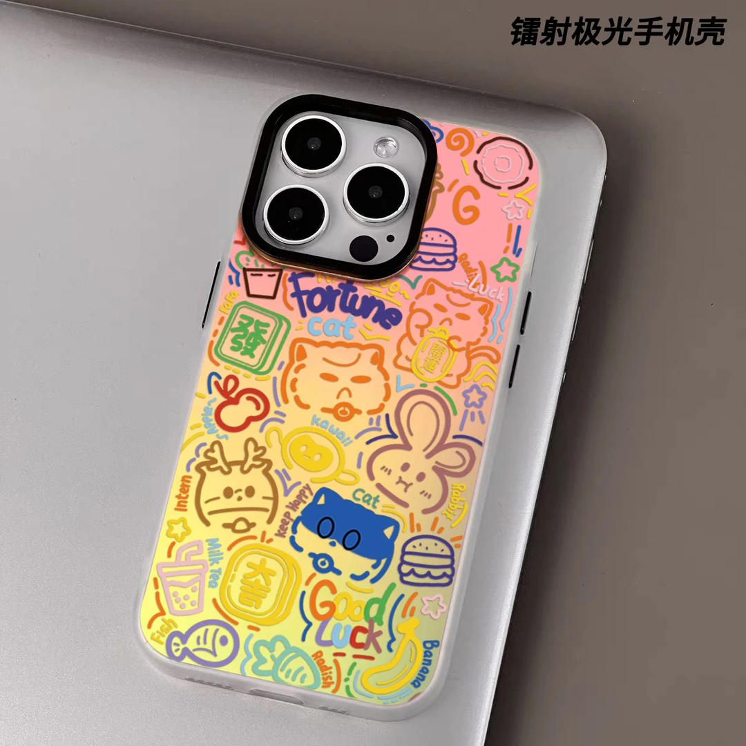 彩色猫苹果14ProMax手机壳iPhone13Pro创意12网红11防摔Max男女款