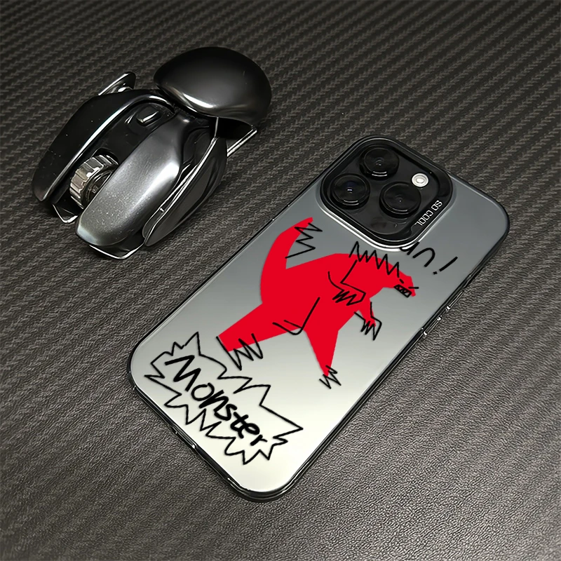 红色怪兽苹果15手机壳iphone16promax磨砂14套13高级12防摔11适用