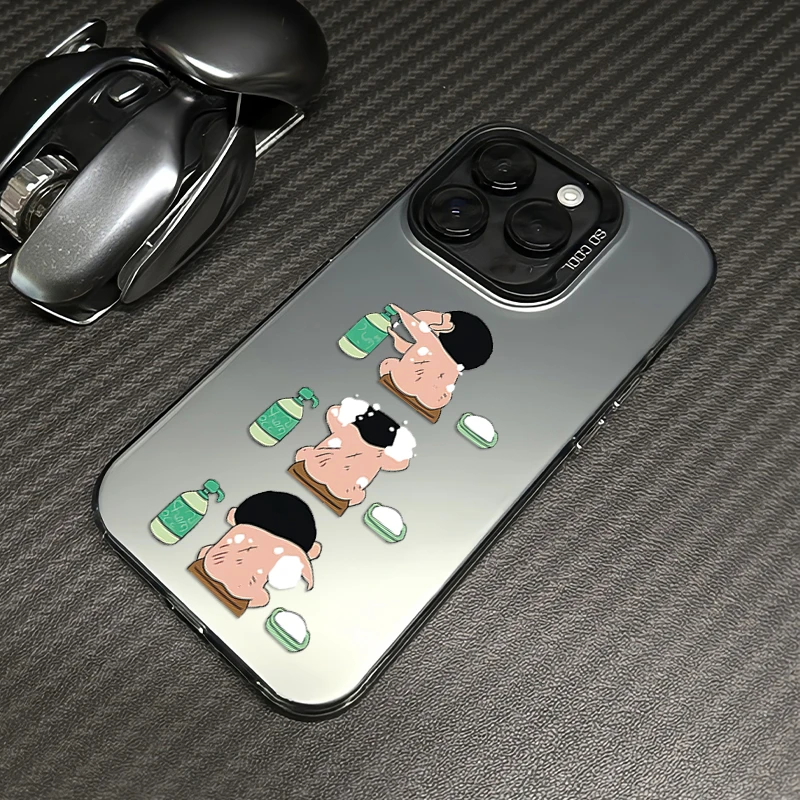洗澡小新iphone苹果15手机壳14promax保护套13/12pro高级11磨砂xr