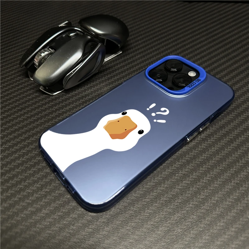 鸭子苹果15promax手机壳14pro max磨砂iphone13高级12/11潮xs/xr