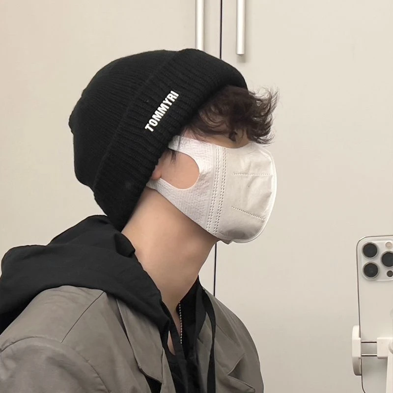 帽子男冬季潮牌冷帽针织帽男生冬天瓜皮帽黑色毛线帽男士冬款棉帽