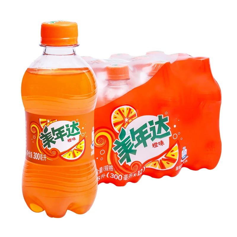 百事可乐美年达橙味300ml*12瓶碳酸饮料聚会果味汽水饮品小瓶整箱