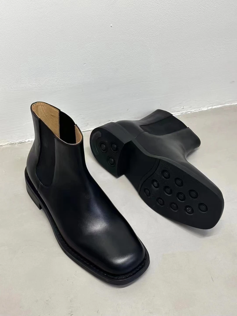 [切尔西]5-WORKS真皮靴子百搭黑色时尚简约英伦风秋冬休闲气质