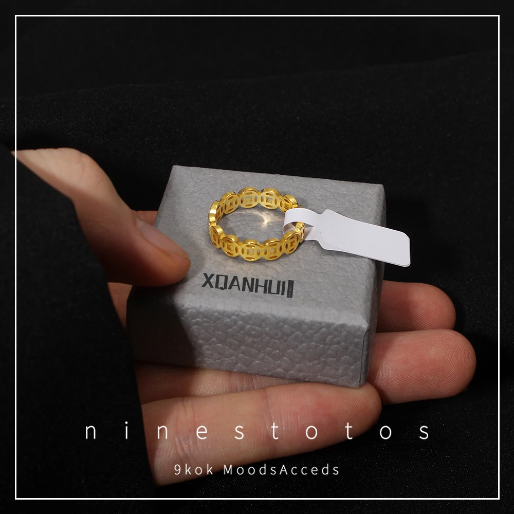 钛钢戒指 高级感轻奢款女男士素圈金色戒指小众情侣对戒手饰品