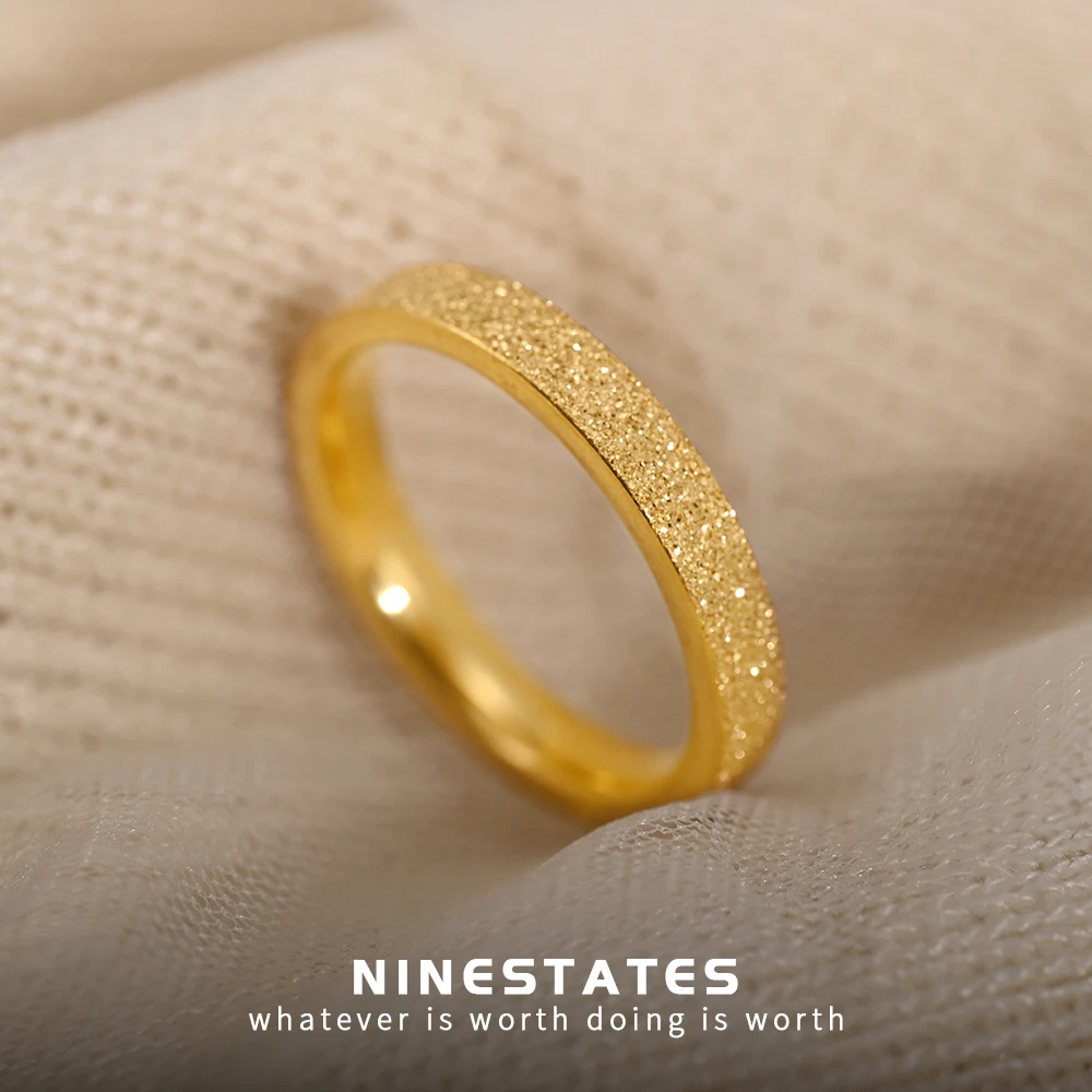 钛钢戒指  经典古法碎碎星素圈戒指女小众磨砂质感时尚显气质食指